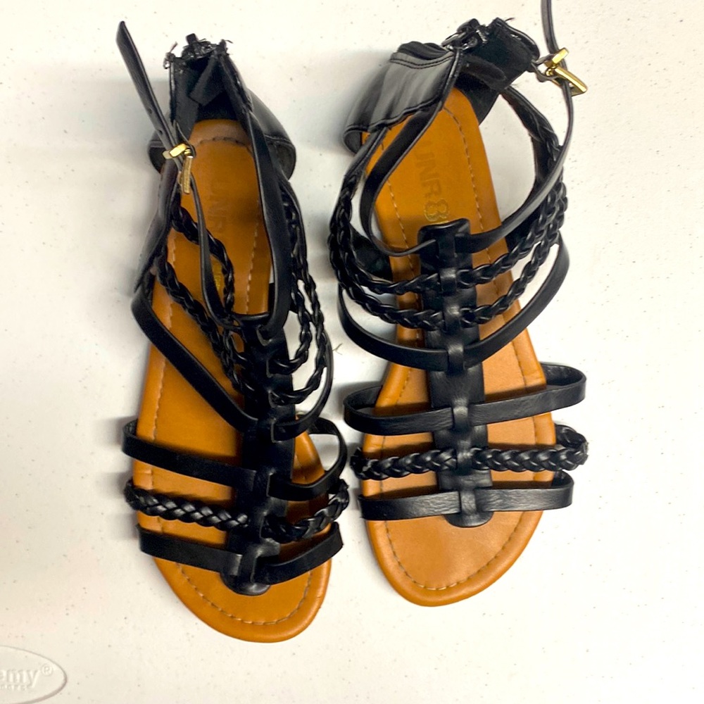 Black gladiator zip up sandal